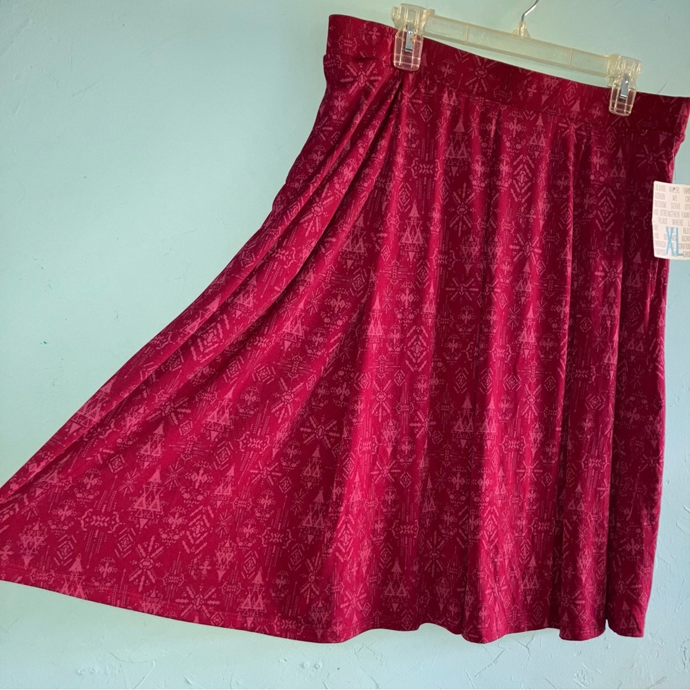LuLaRoe A-Line Skirt in Deep Berry Geometric size XL
